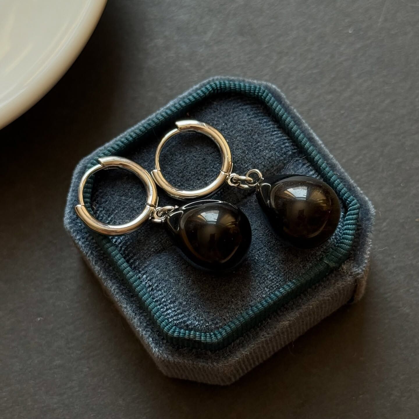 [原石] 黑曜石 耳環