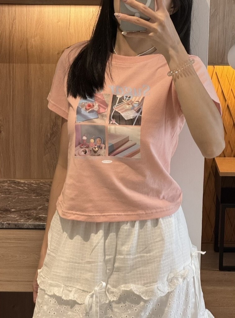 #現貨 泰國連線 甜點咖啡 短版上衣 粉色