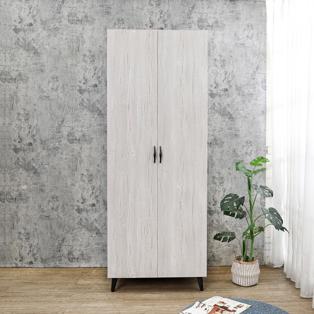 哈爾2.5尺工業風二門收納衣櫃(雙吊桿)