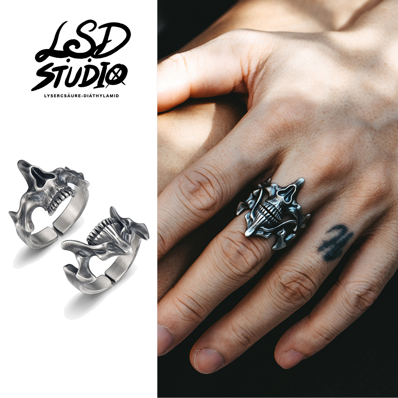 雙戒x組合|骷髏獸骨開口戒指組【ACCY64】