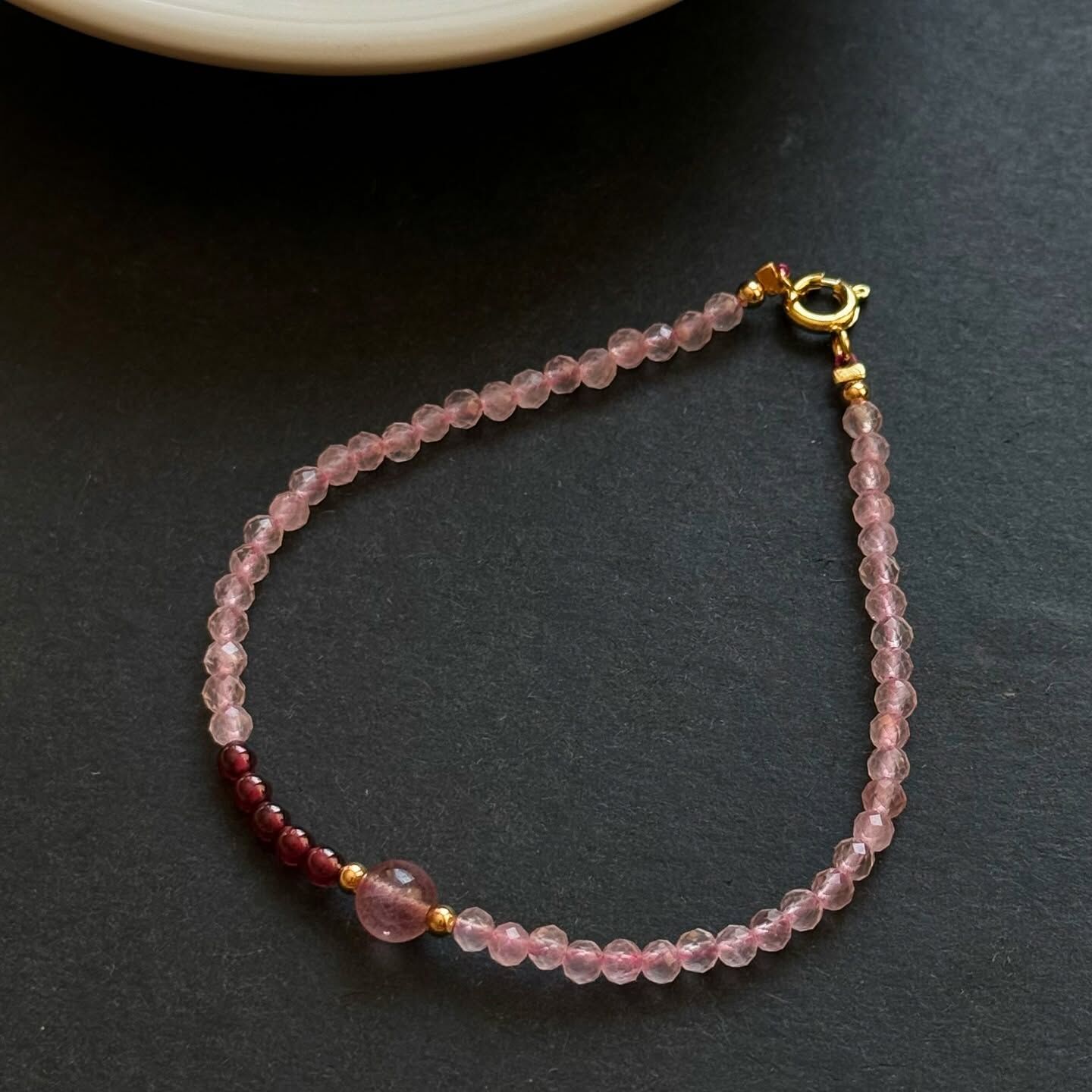 [原石] 粉晶+草莓晶 水晶手鏈