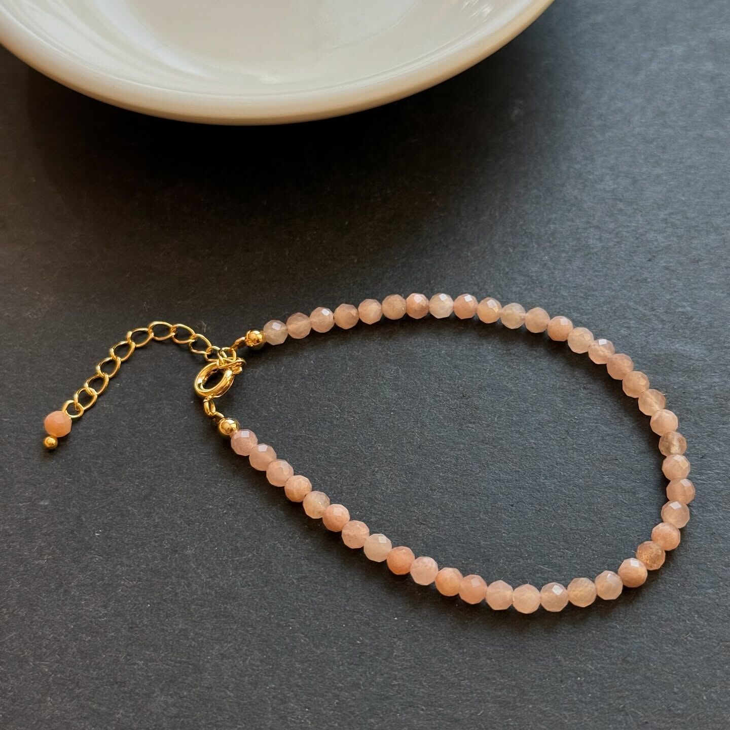[原石] 蜜桃月光石 / 橙月光石 水晶手鏈