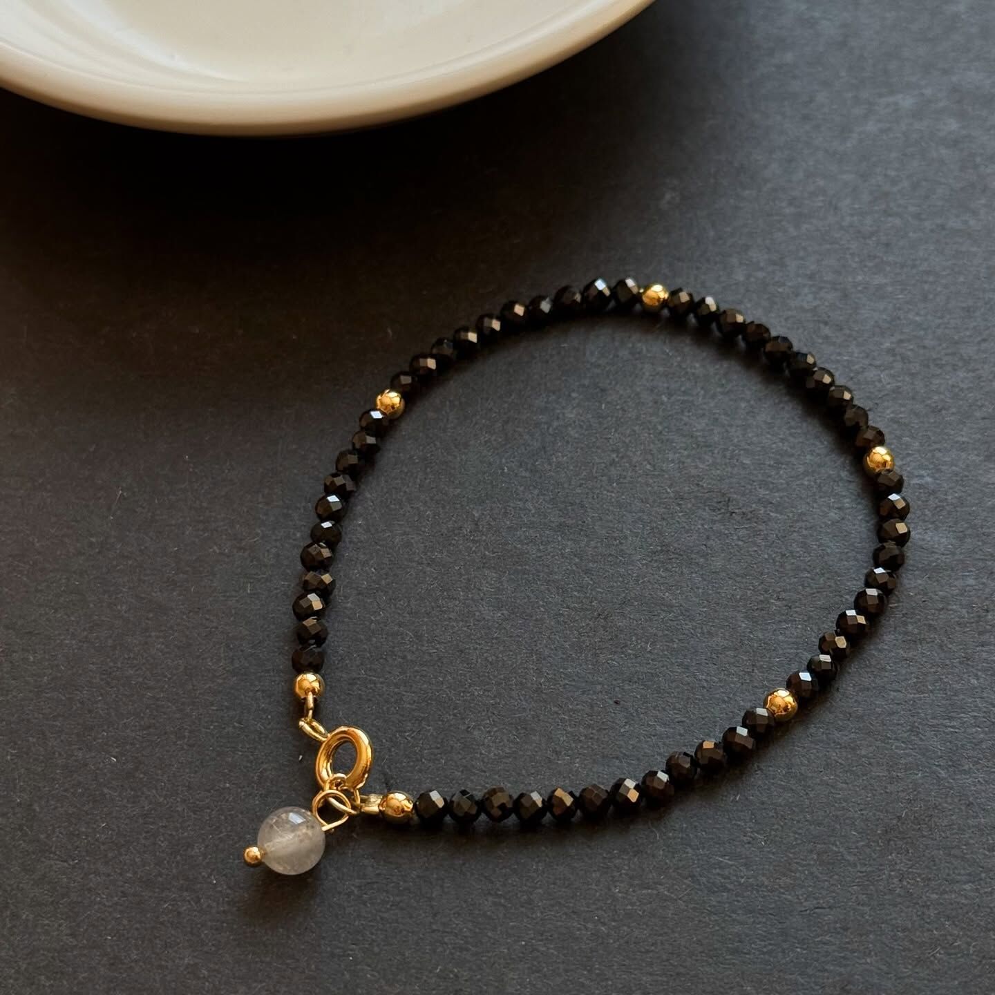 [原石] 黑尖晶石 水晶手鏈