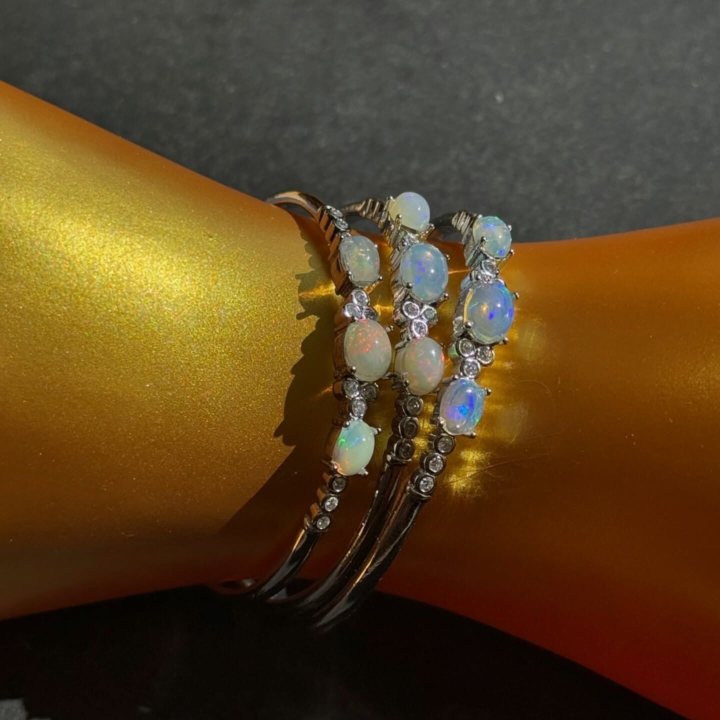 [原石] 衣索比亞蛋白石 金屬手鐲