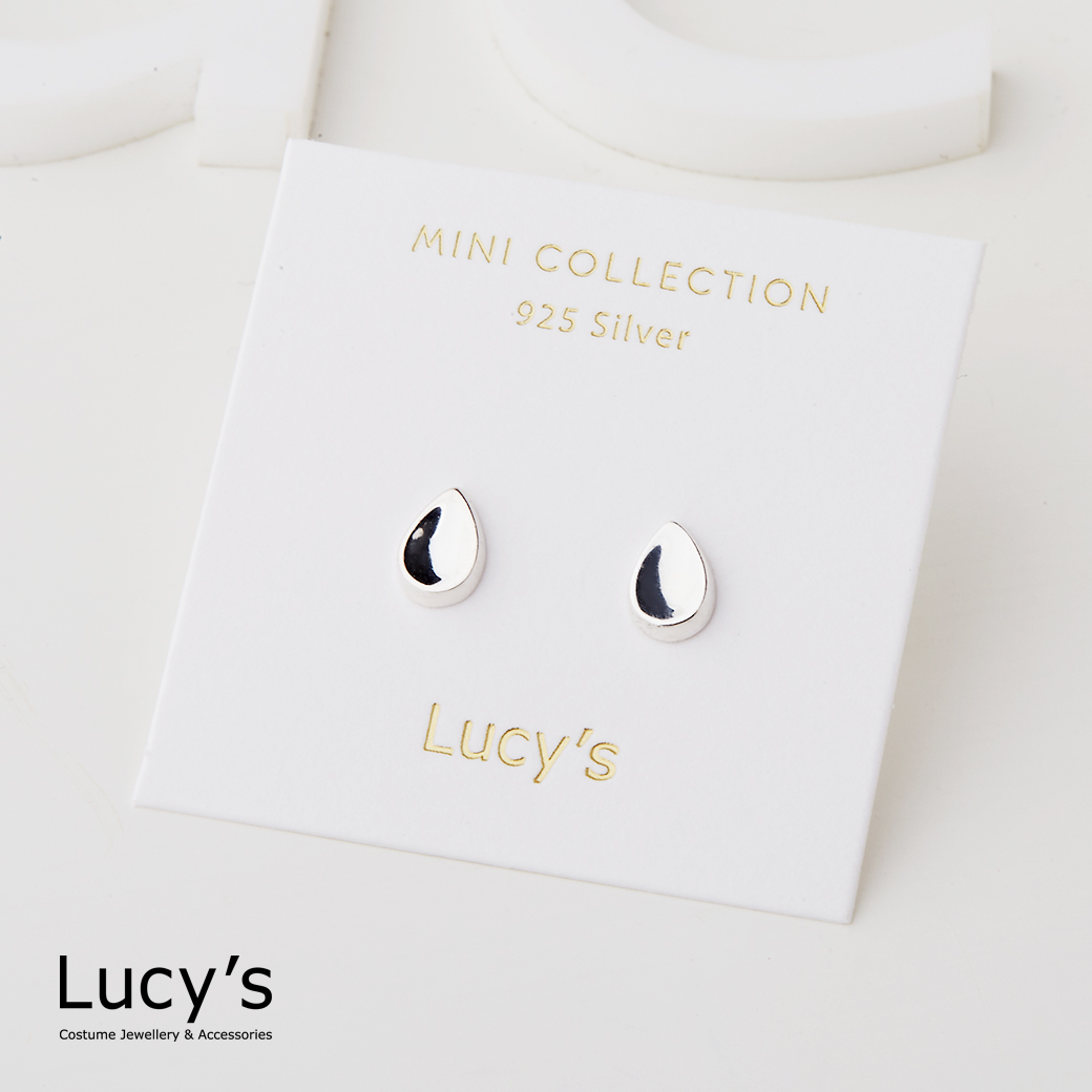 *925純銀〔輕銀系列〕凹面淚點 耳環 (81555)