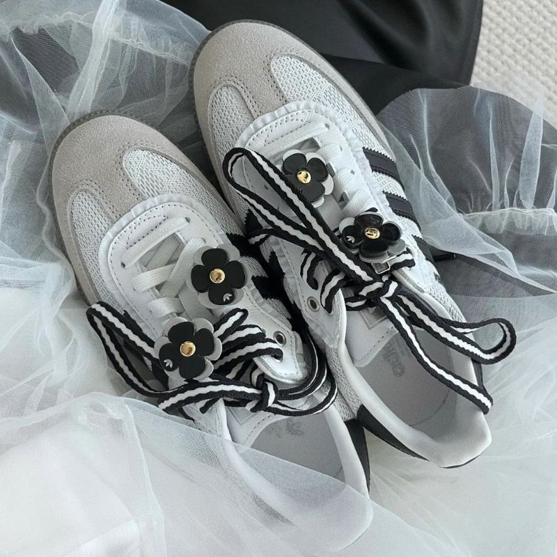 Adidas Samba OG 黑白 小花蕾絲