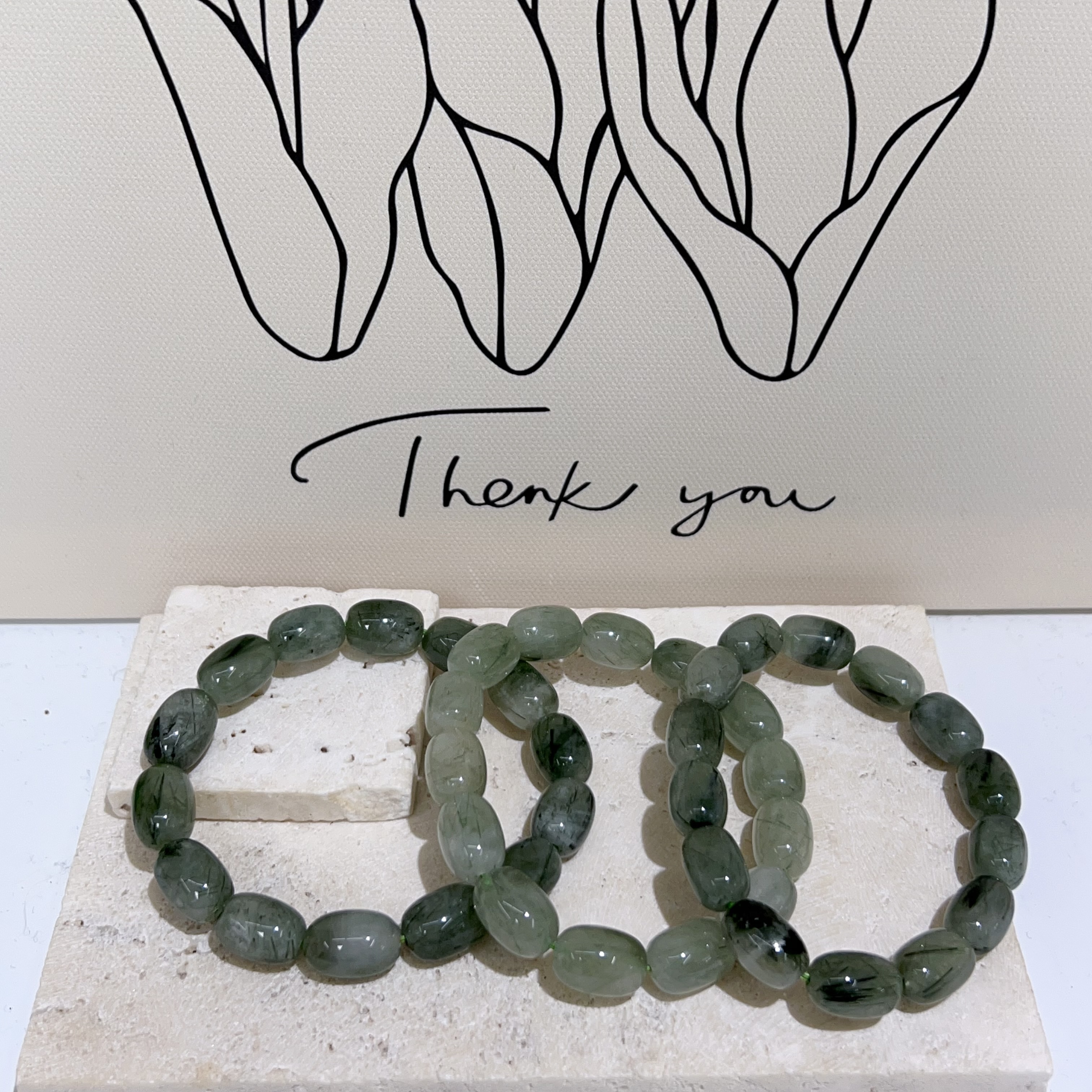 綠髮晶圓桶珠手串 9+mm