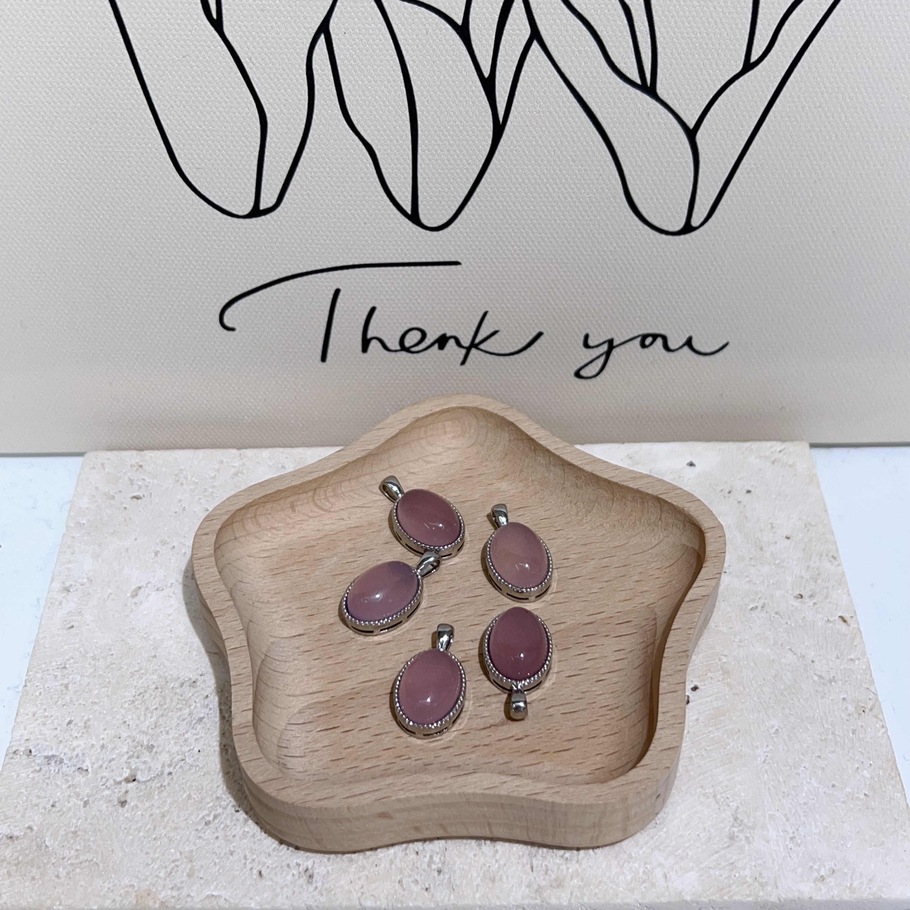 粉玉髓橢圓吊墜