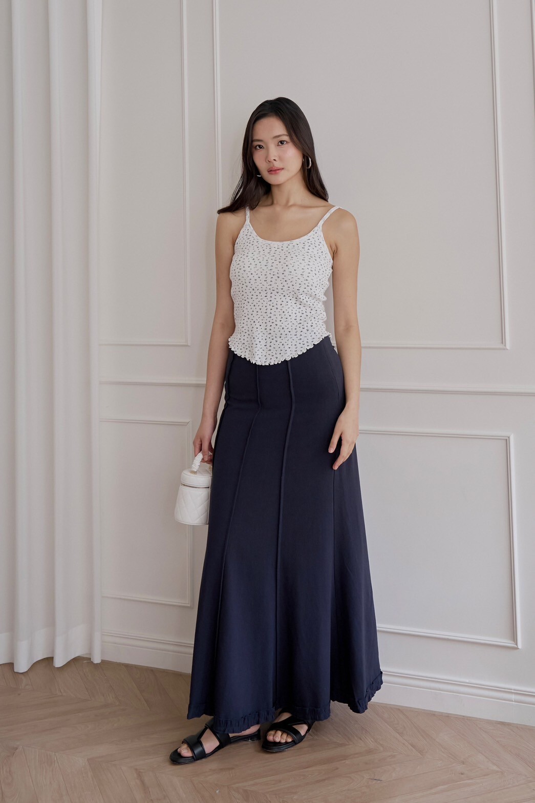 小波浪仙氣長裙_AMISSA（深藍）
