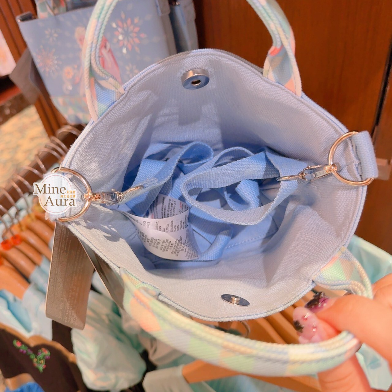 艾莎 Elsa 安娜Anna 圖案 彩色三角格子拼接 2way 手提 斜背 小包 冰雪奇緣 Frozen -香港迪士尼樂園