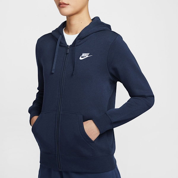 NIKE 外套 CLUB HOODIE 深藍 棉質 刷毛外套 女 DQ5472-451