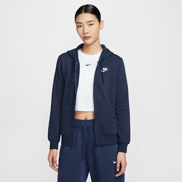 NIKE 外套 CLUB HOODIE 深藍 棉質 刷毛外套 女 DQ5472-451