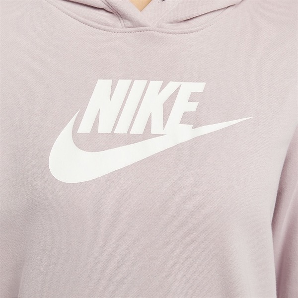 NIKE 帽T NSW CLUB 淺粉紅 基本款 LOGO 刷毛 女 DQ5776-019