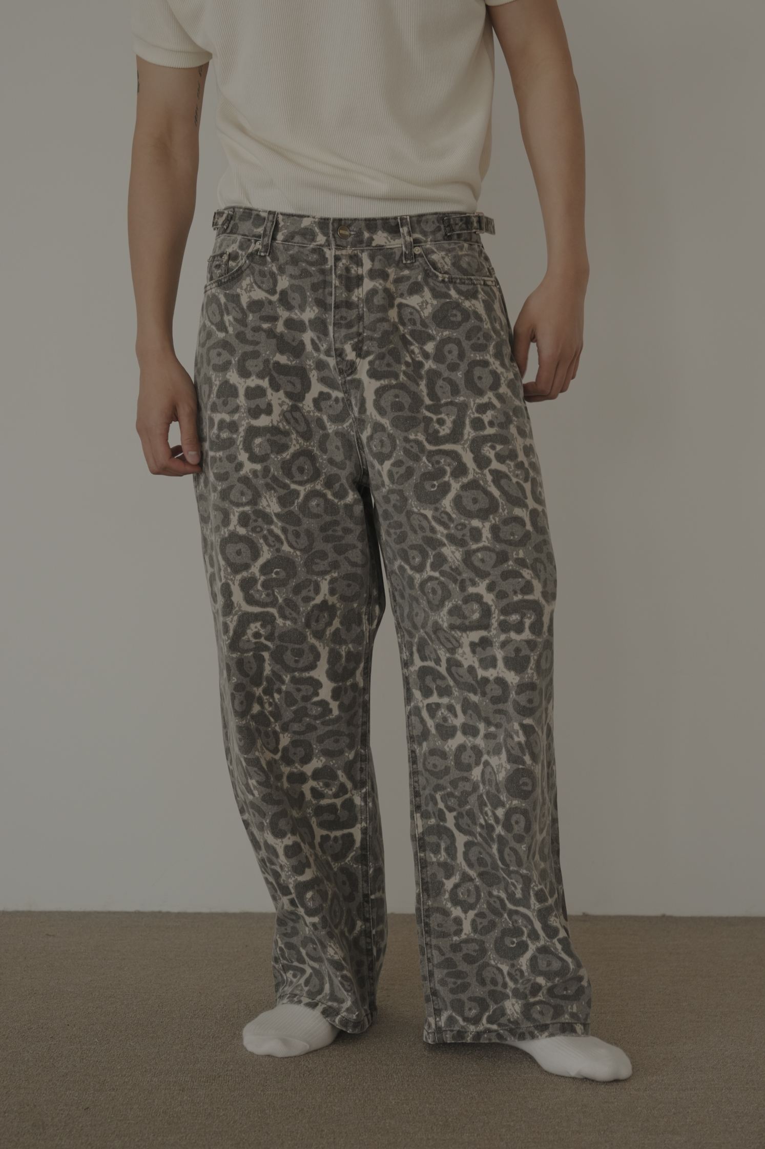 【Unisex】Leopard Washed Pants #長褲