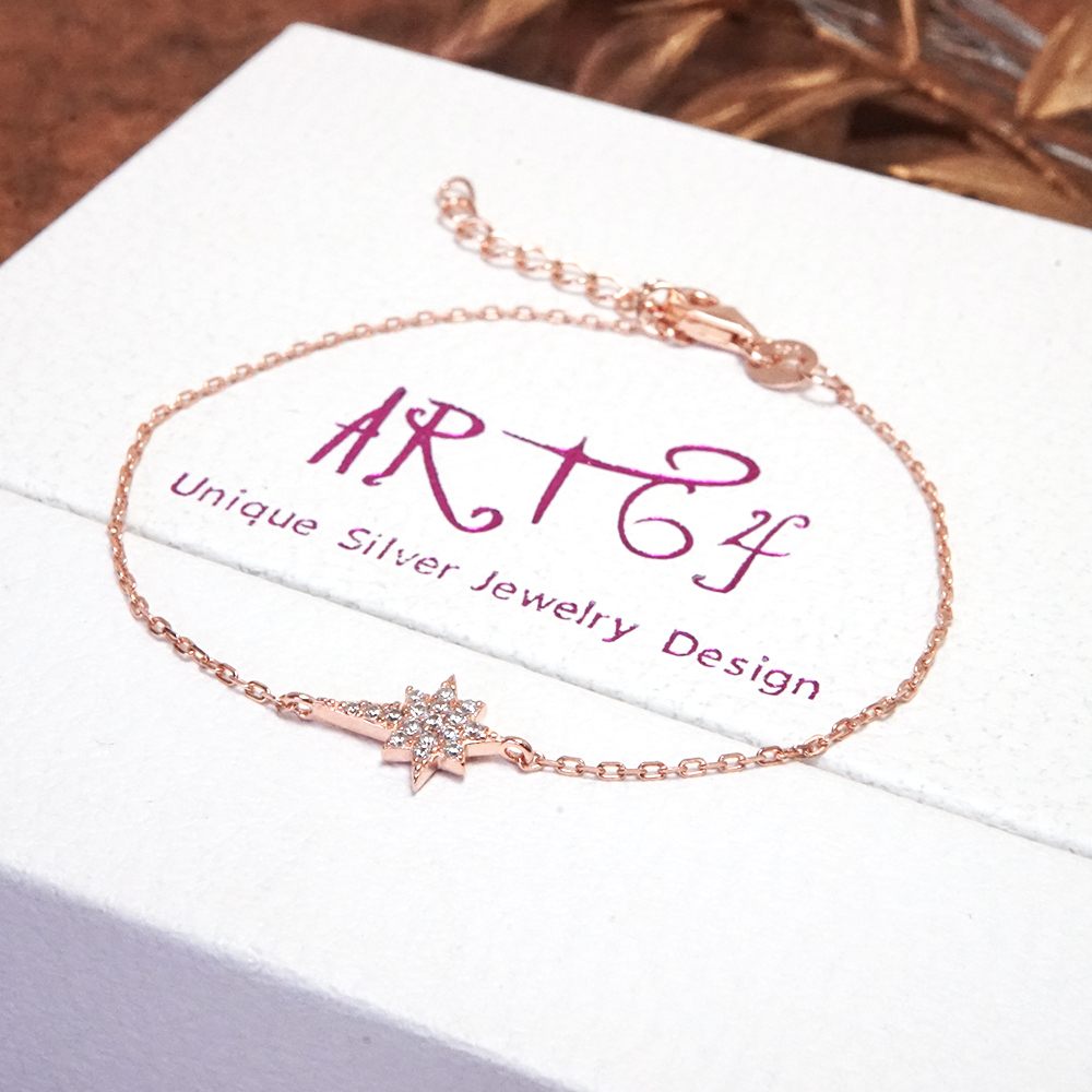 群星的指引 純銀手鍊 Taffy系列 925純銀 美鑽款 玫瑰金色 女生手鍊