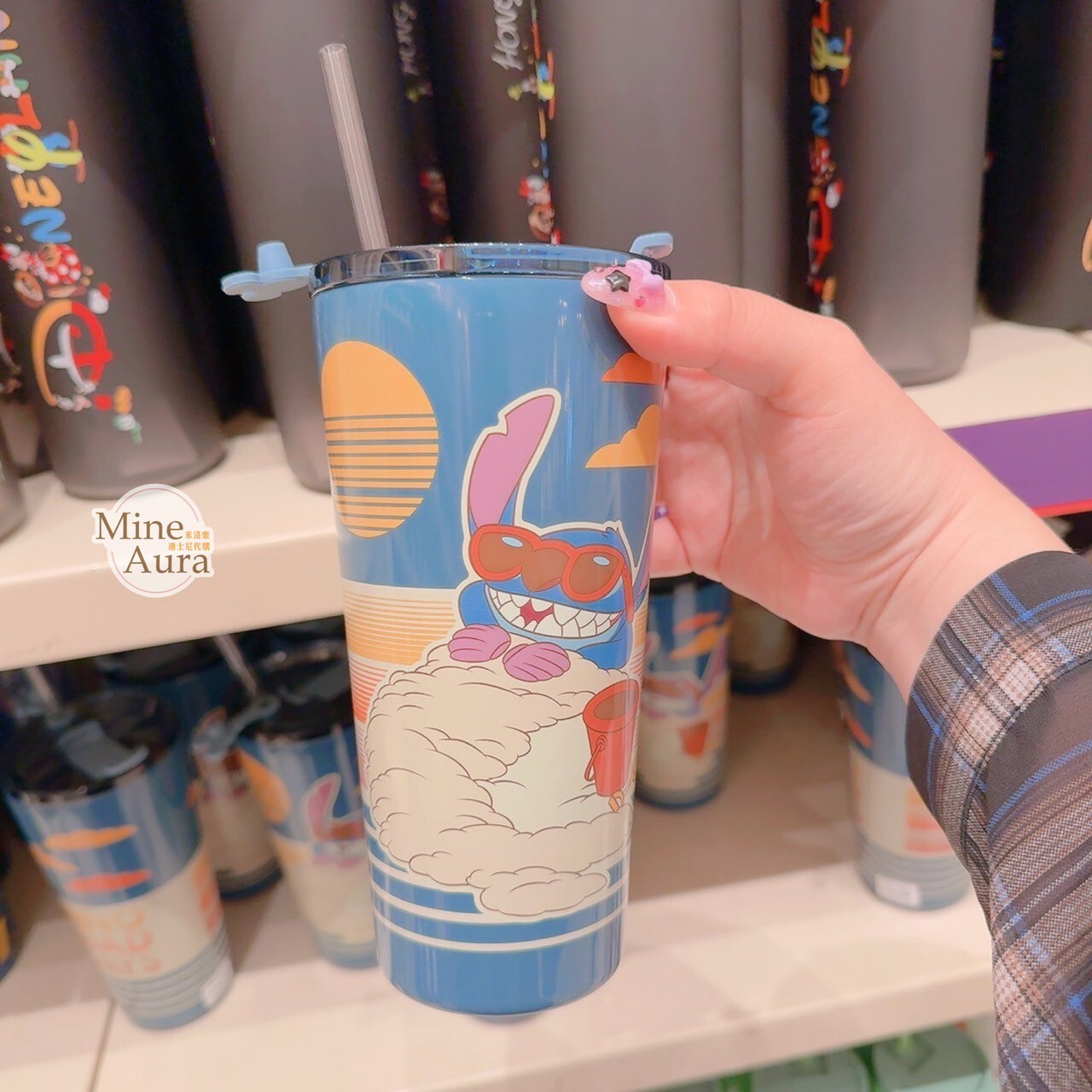 史迪奇 Stitch 日光浴 圖案 吸管 水杯 星際寶貝 Lilo & Stitch -香港迪士尼樂園