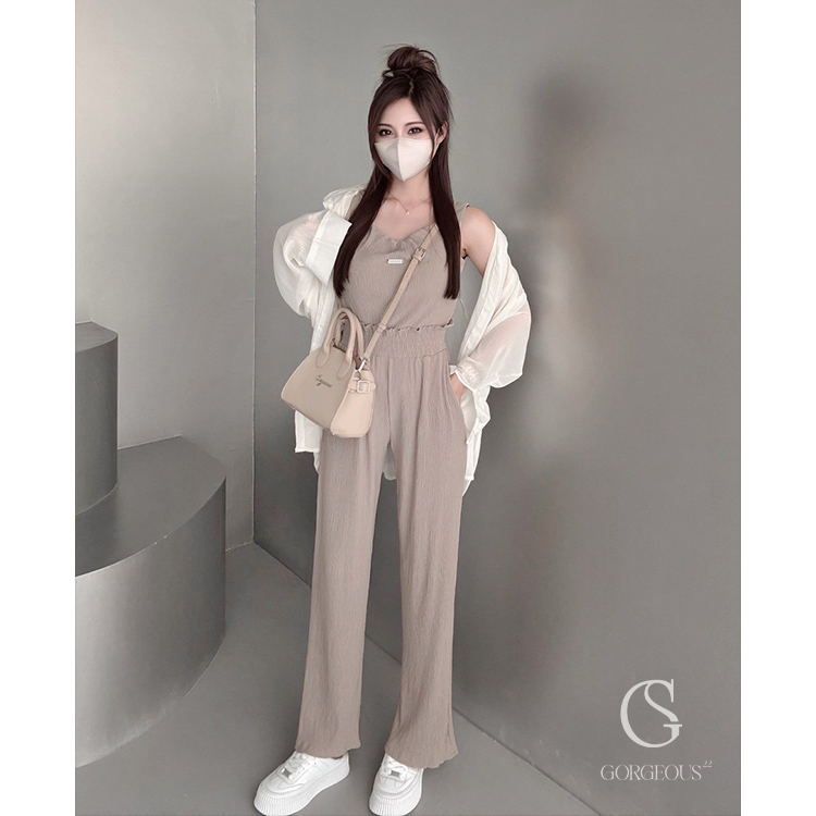 G9611 現貨「Holiday' 輕氧不貼腿波紋直腿褲」