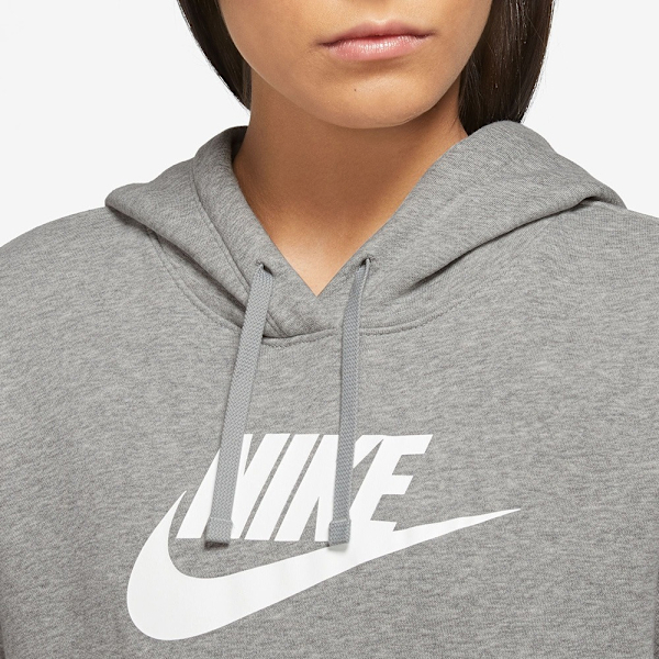 NIKE 帽T NSW CLUB 灰色 基本款 LOGO 刷毛 女 DQ5776-063