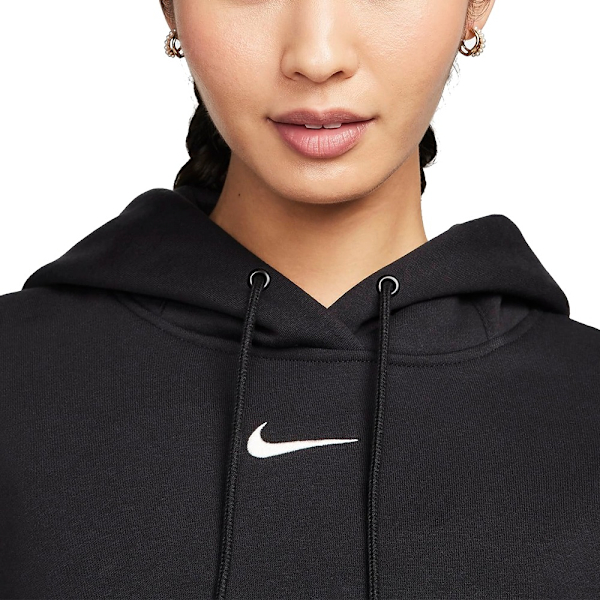 NIKE 帽T AS W NSW PHNX 黑色 小LOGO 寬版 刷毛 女 DQ5859-010