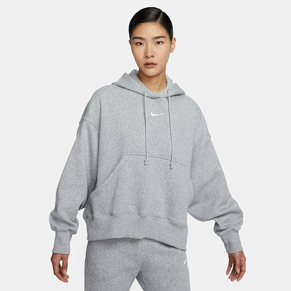 NIKE 帽T AS W NSW PHNX 灰色 小LOGO 寬版 刷毛 女 DQ5859-063