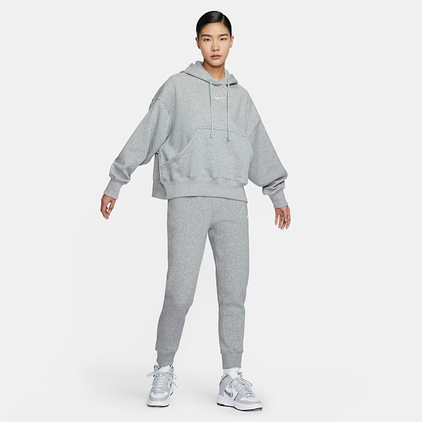 NIKE 帽T AS W NSW PHNX 灰色 小LOGO 寬版 刷毛 女 DQ5859-063