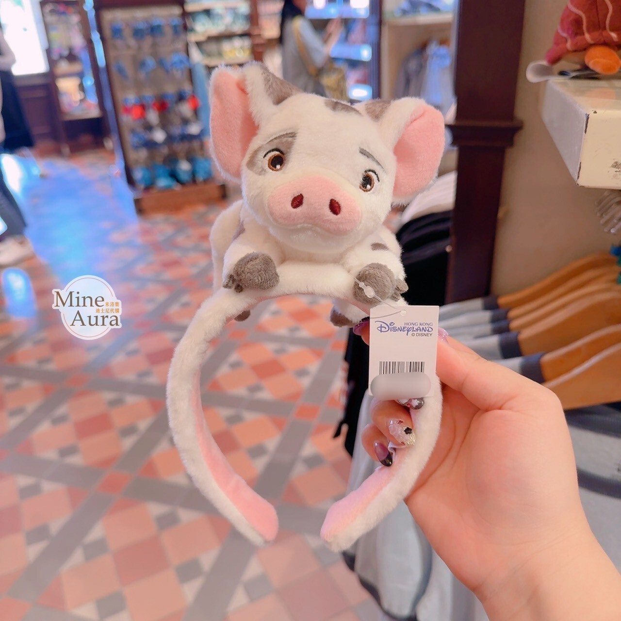 噗噗豬 Pua 正面趴姿 趴趴 絨毛造型 髮圈 髮箍 海洋奇緣 Moana -香港迪士尼樂園