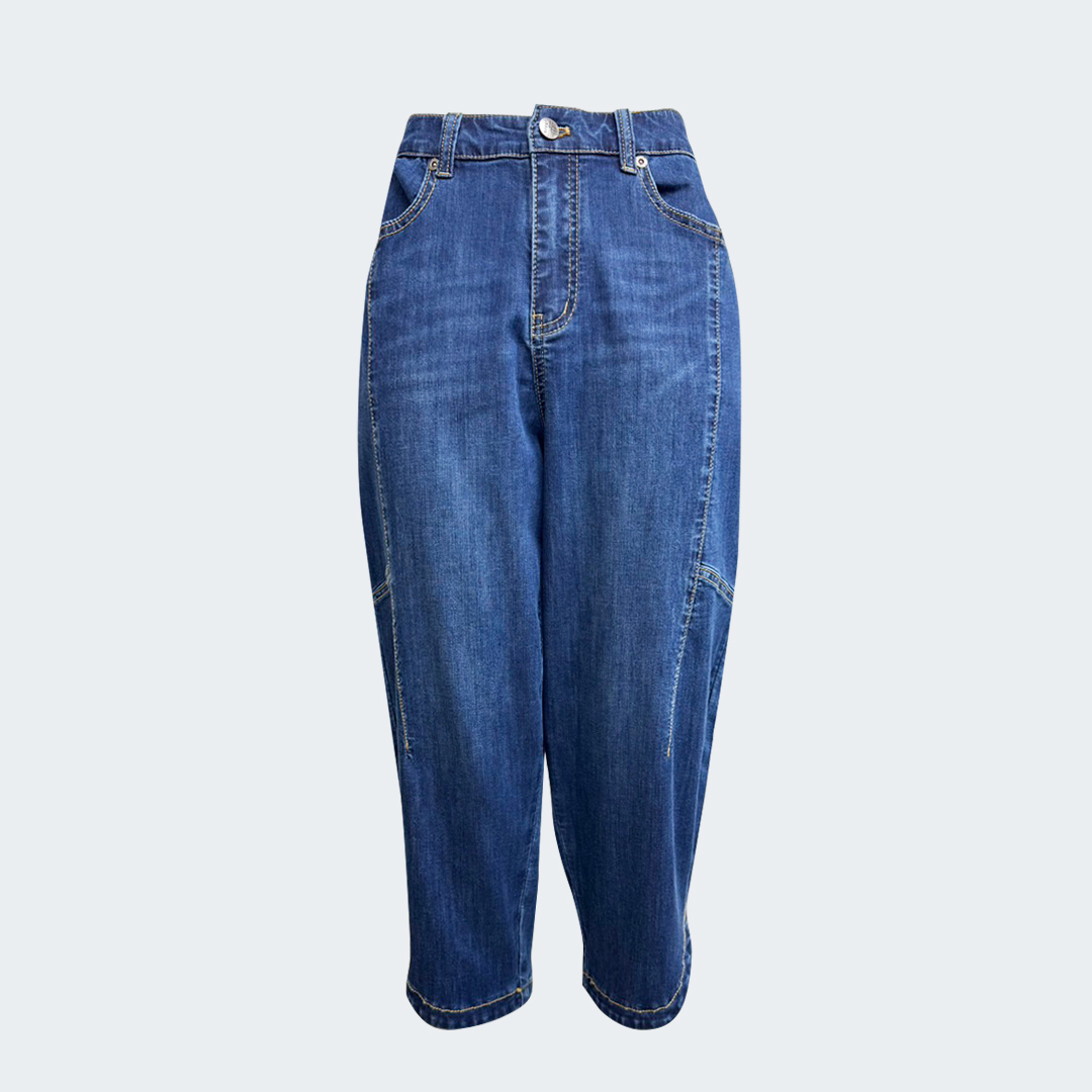 率性後鬆緊七分牛仔褲