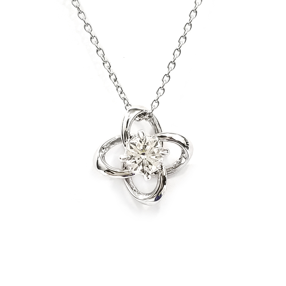 18K白金IGI天然八角形鑽石吊墜