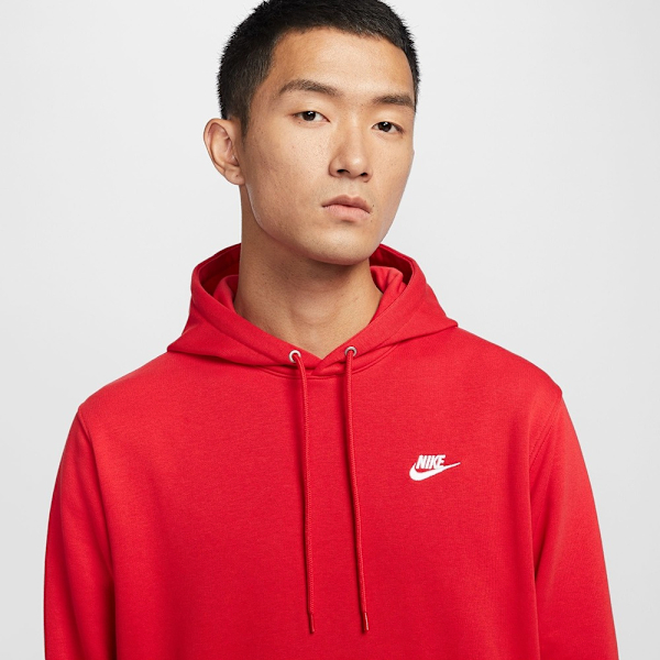 NIKE 帽T CLUB FT 紅色 刺繡LOGO 經典 連帽 男 FN3867-657