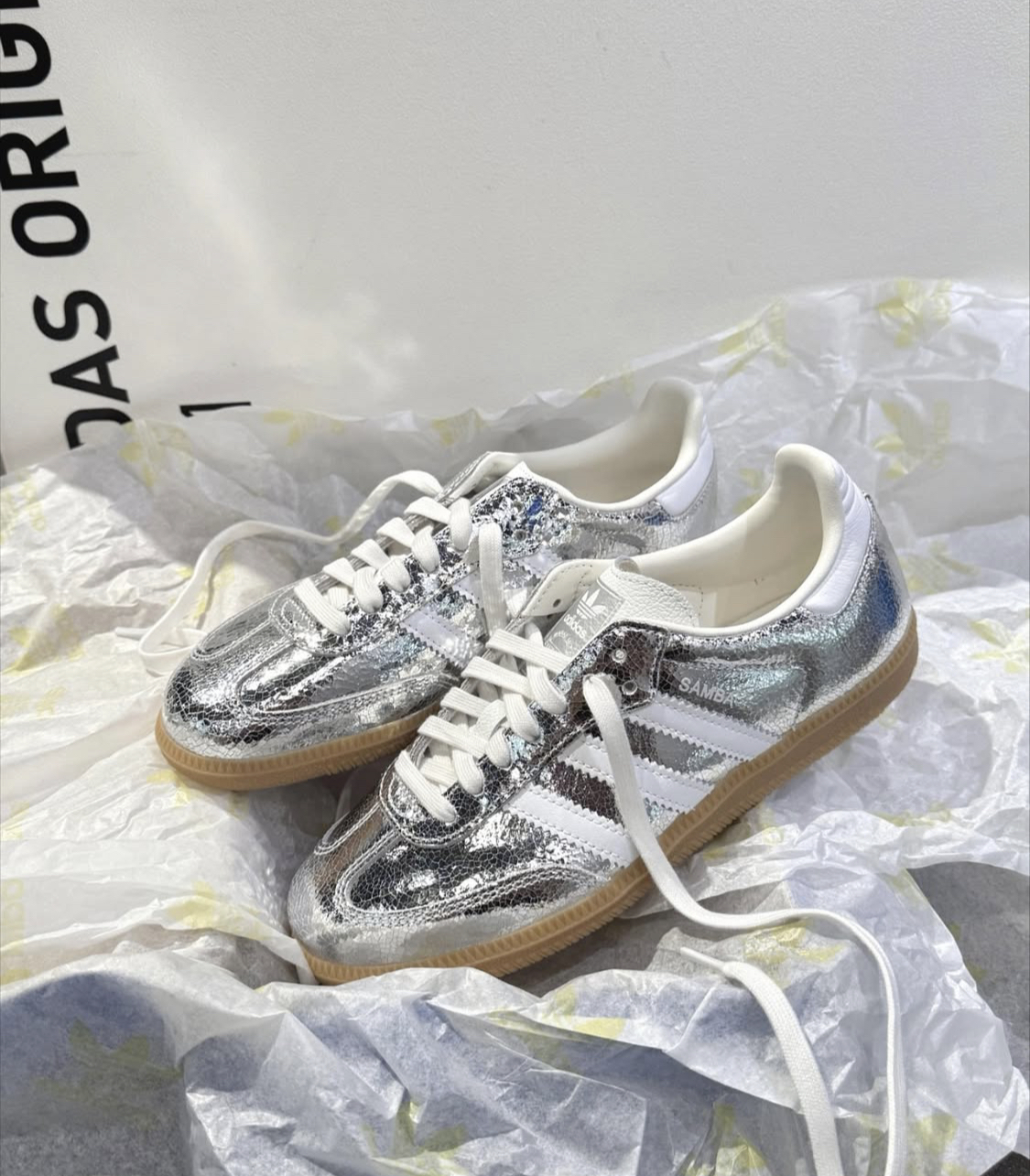【APAIR】預購 Adidas Originals Samba OG 板鞋 德訓鞋 蛇紋 復古 銀白 焦糖底 裂紋 JR0035