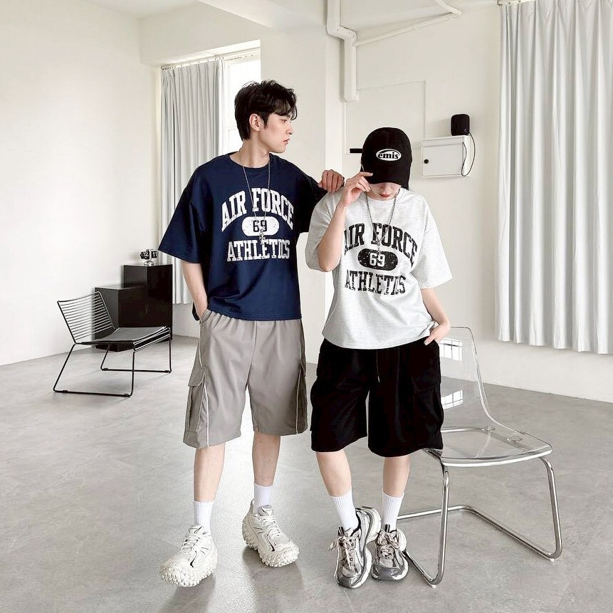 自訂款 AIR FORCE 69斑駁感印花寬短版型短T im80916