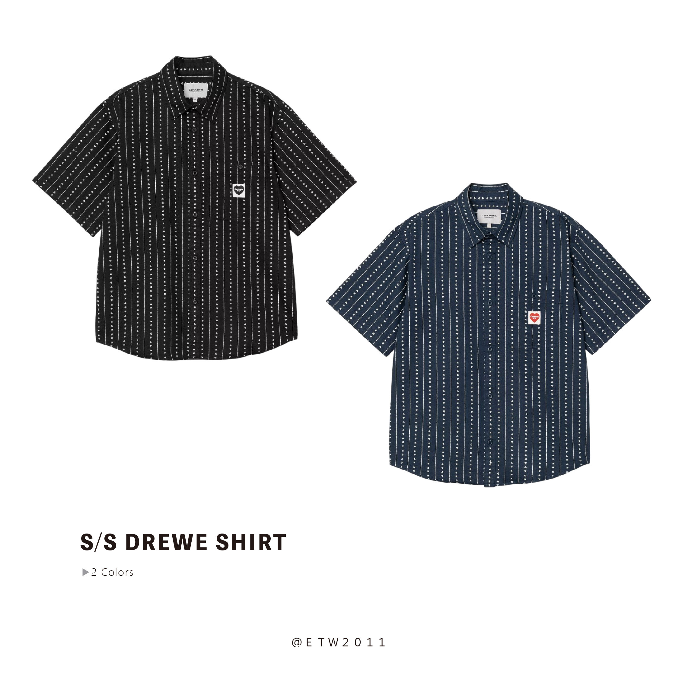 ☆ETW☆【EASY TO WEAR】CARHARTT WIP S/S Drewe Shirt 條紋 愛心 口袋 短袖 襯衫