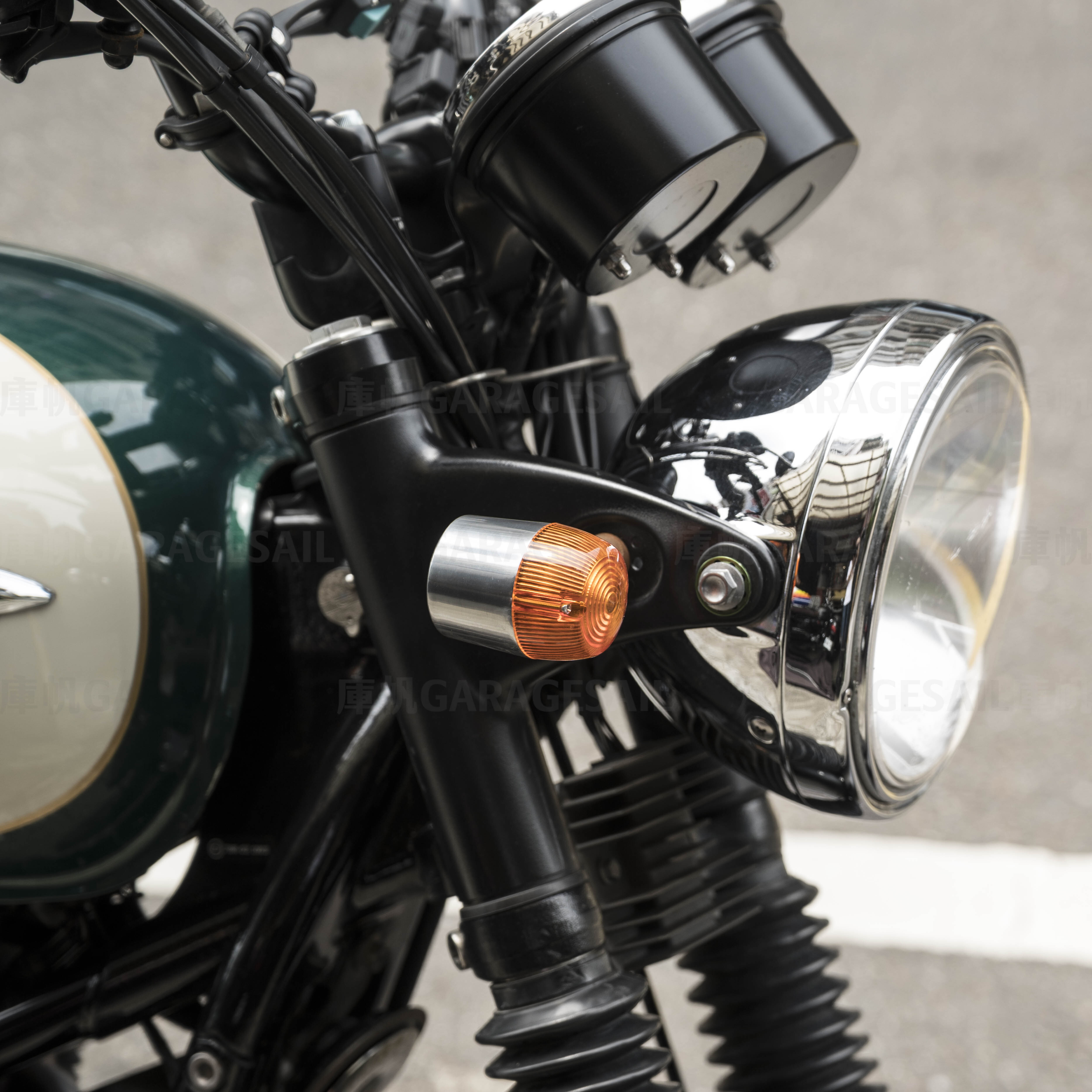 方向燈 大膠囊 - 銀 中桿