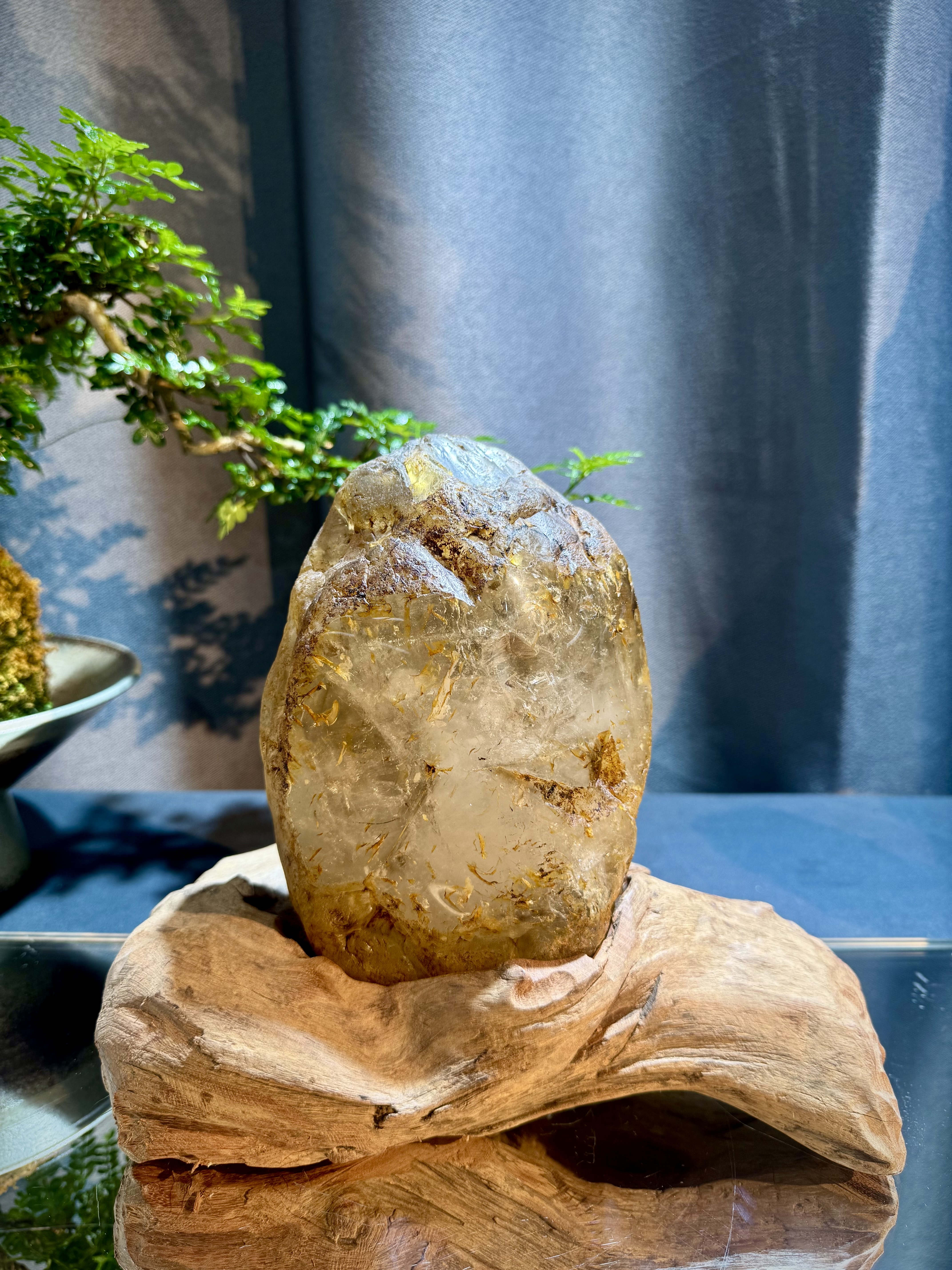 黃膠花水衝石原石擺件 5407