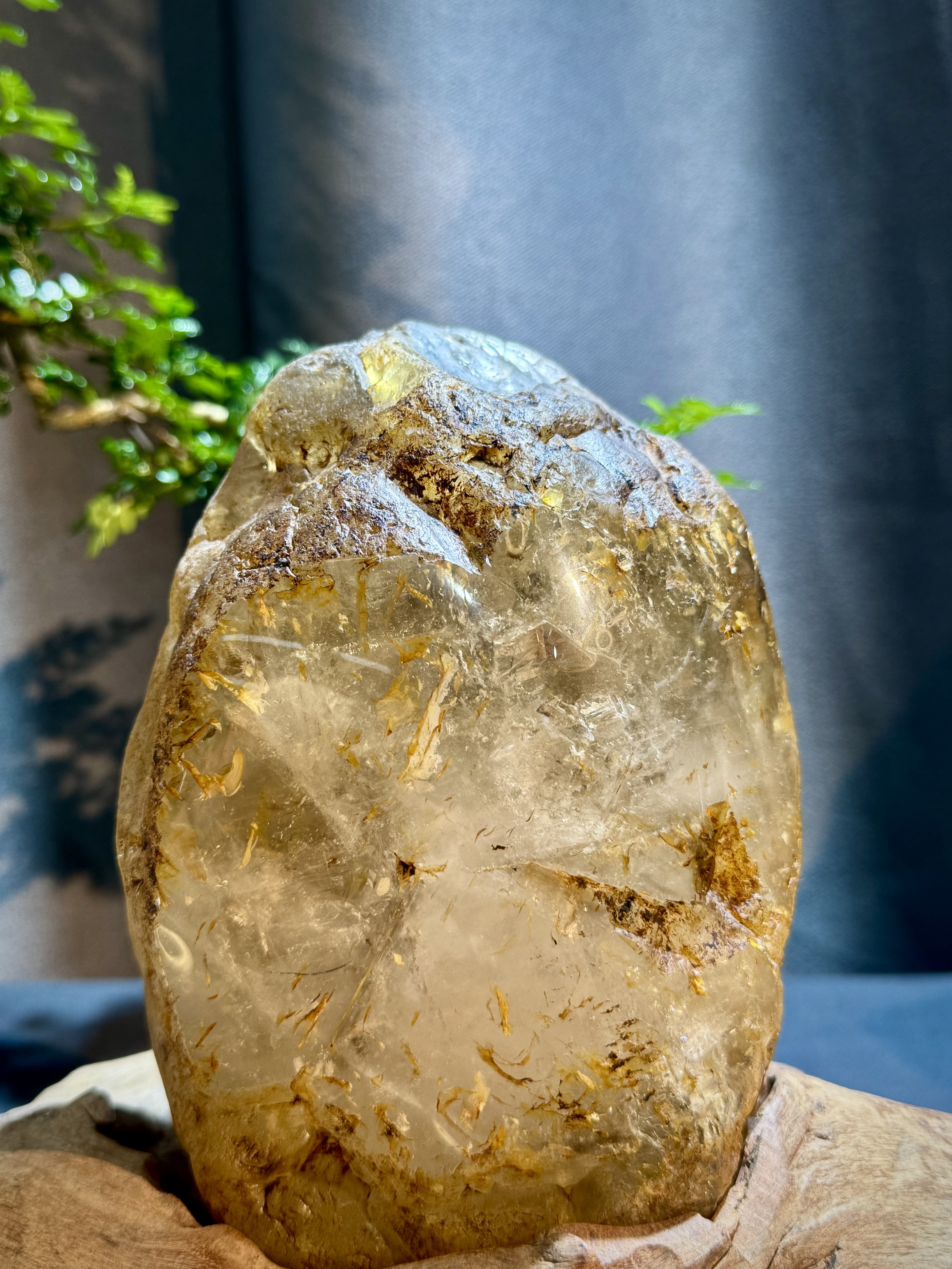 黃膠花水衝石原石擺件 5407