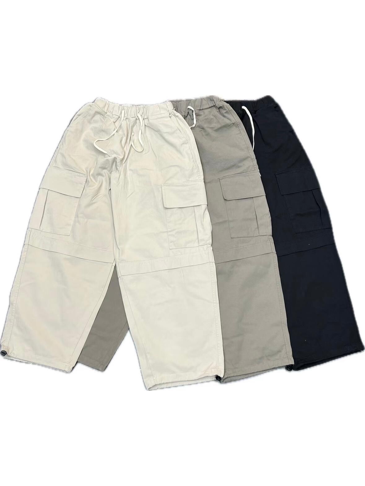 淨色可束腳工裝鬆身褲 P3070