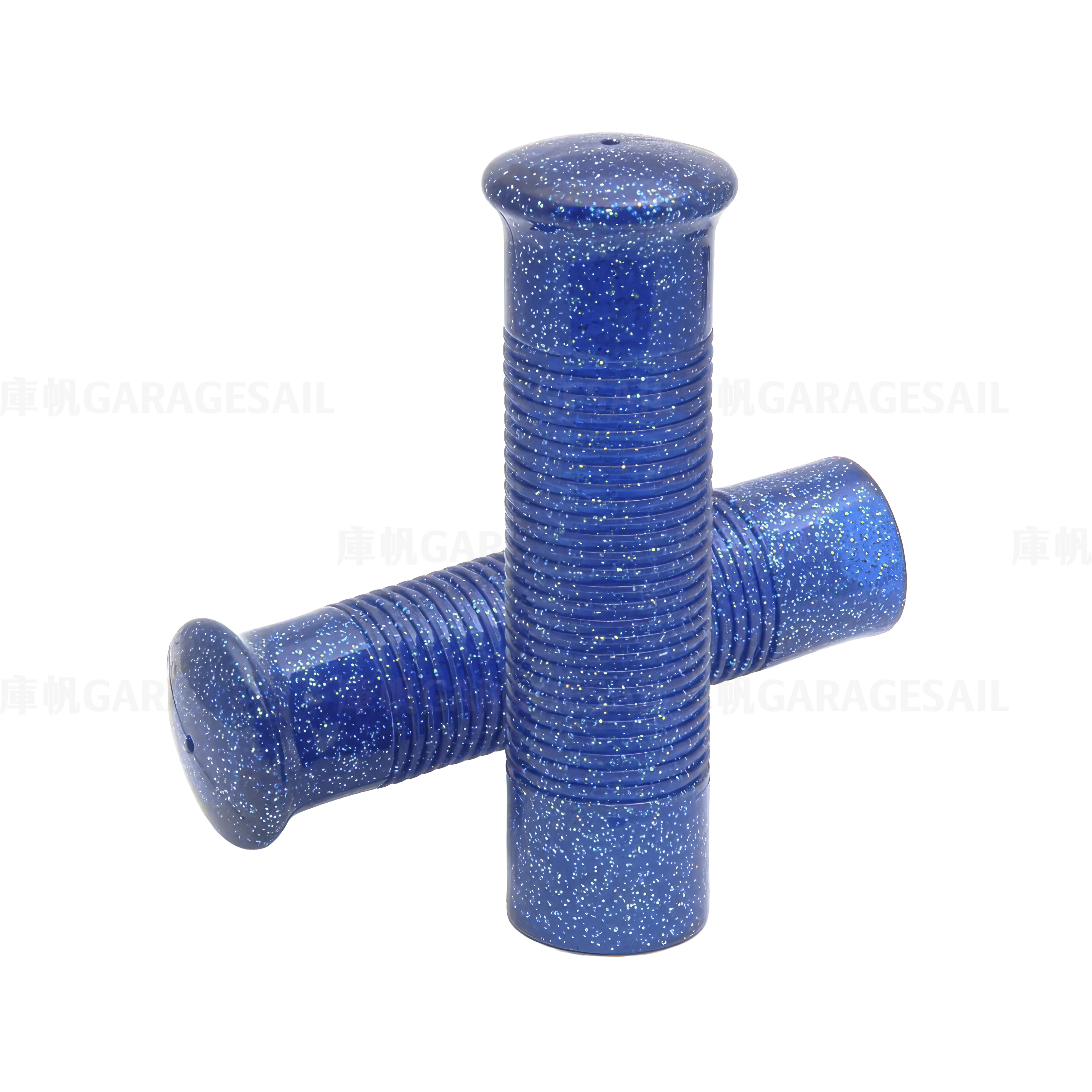 橡膠 握把套 橫條紋 - 金蔥藍 (1吋)