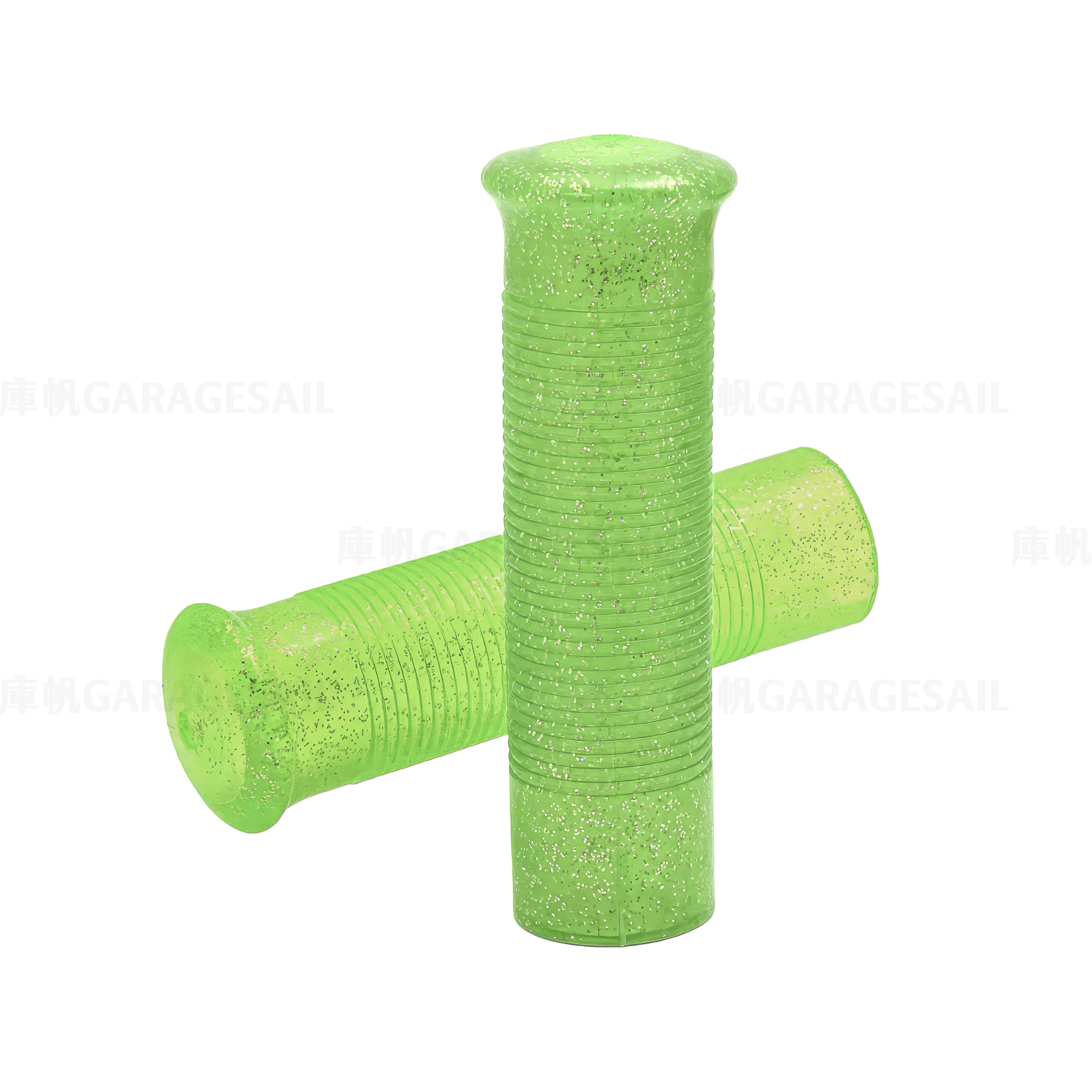 橡膠 握把套 橫條紋 - 金蔥綠 (1吋)