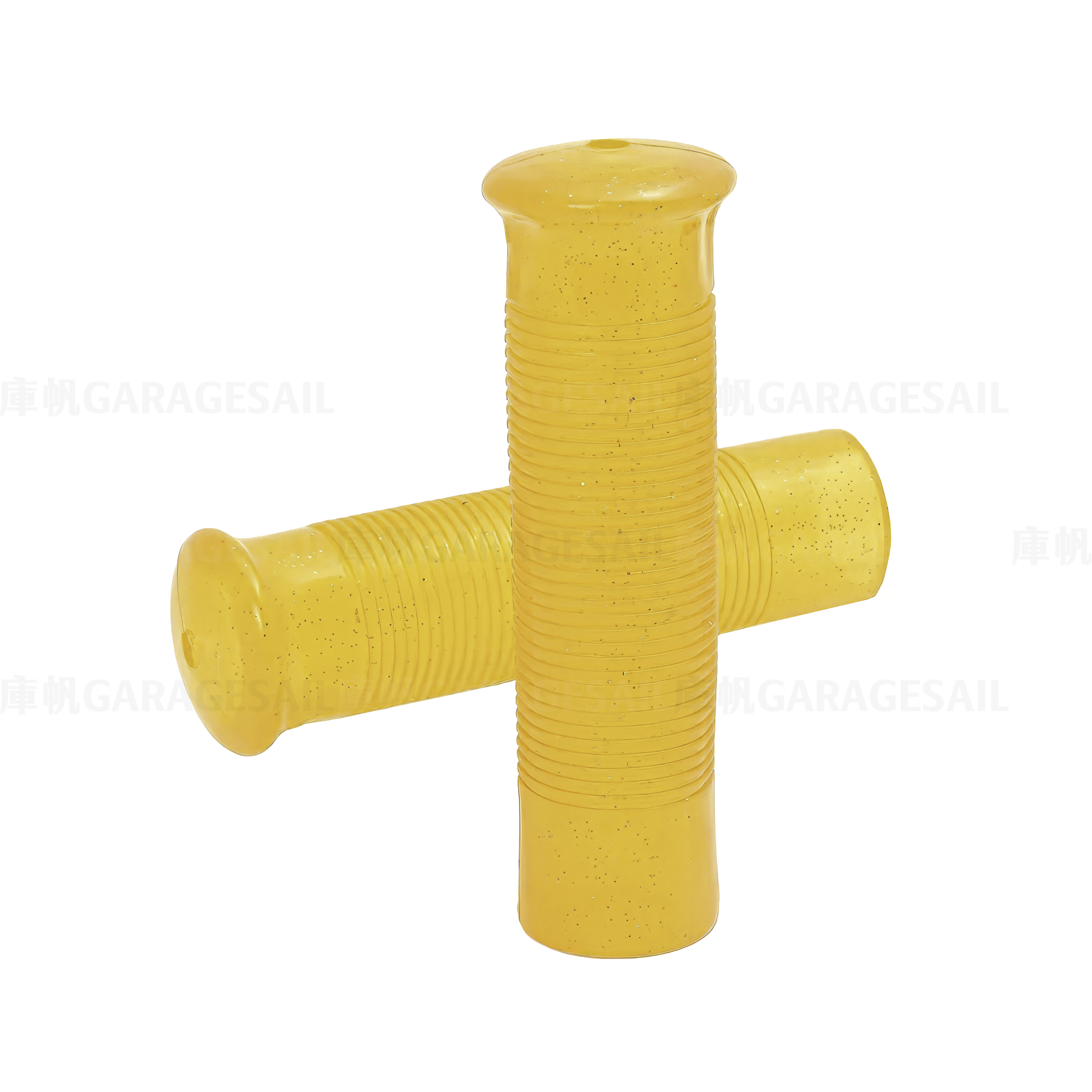 橡膠 握把套 橫條紋 - 金蔥黃 (1吋)