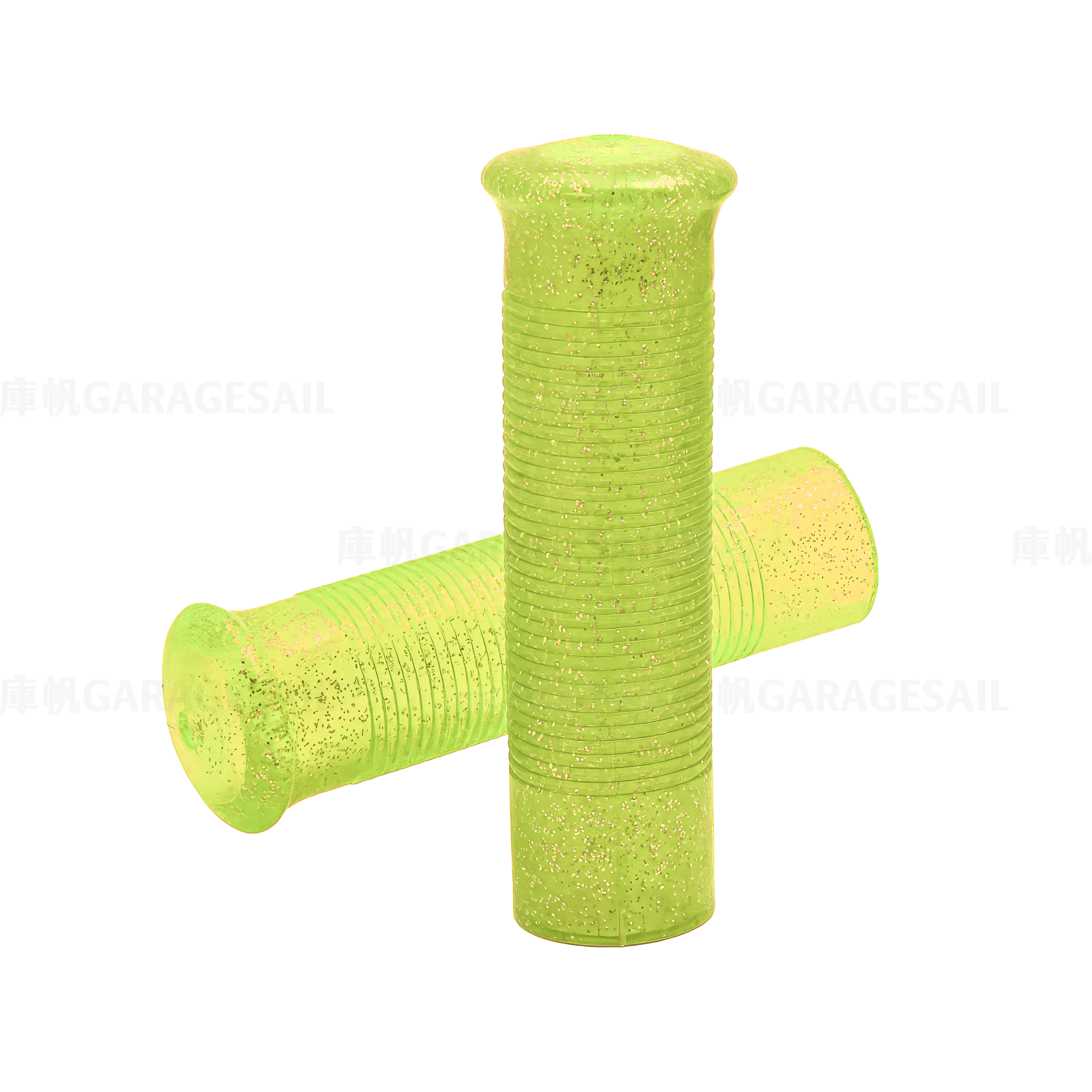 橡膠 握把套 橫條紋 - 金蔥螢光黃 (1吋)