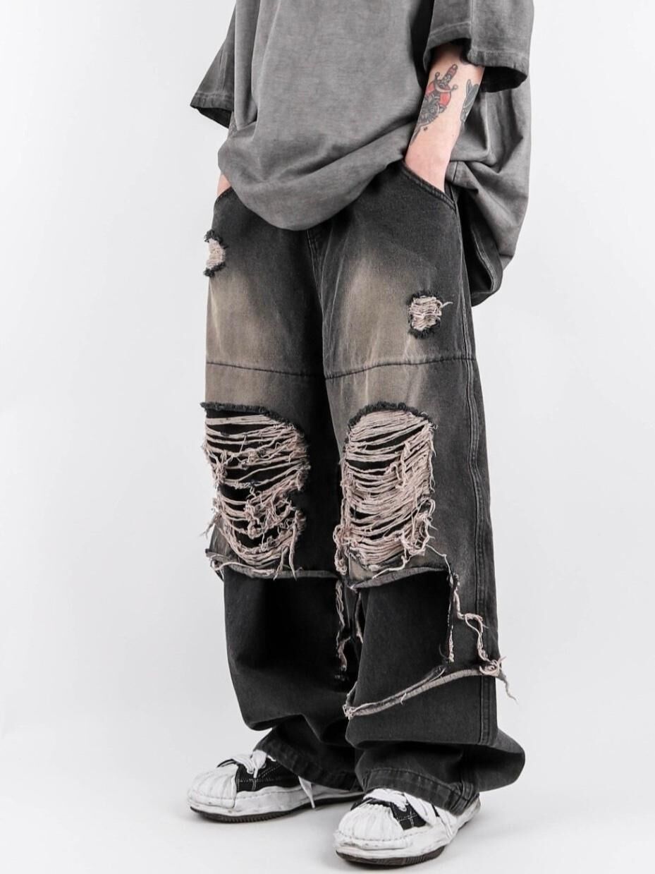 洗水破洞鬆身牛仔褲 GLAMOUR-077P