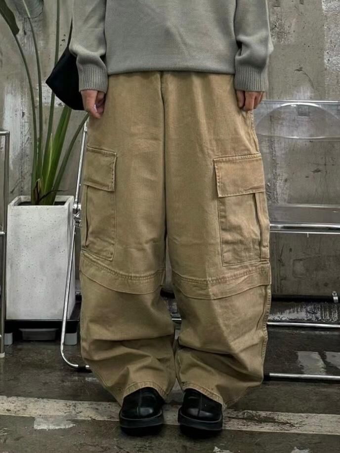 淨色工裝鬆身褲 P2986