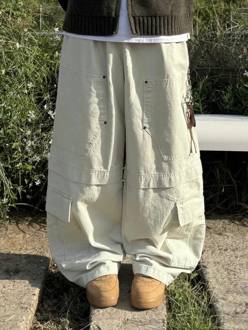 淨色工裝鬆身褲 P2987