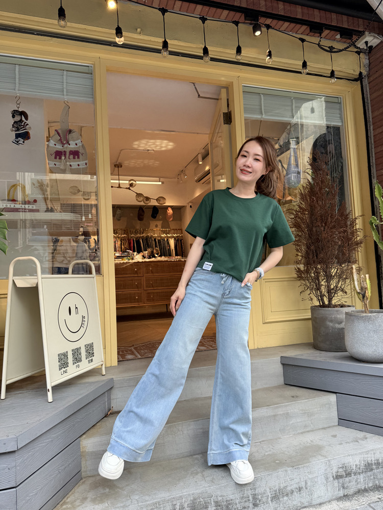 『深藍S』超強大長腿綁帶牛仔褲