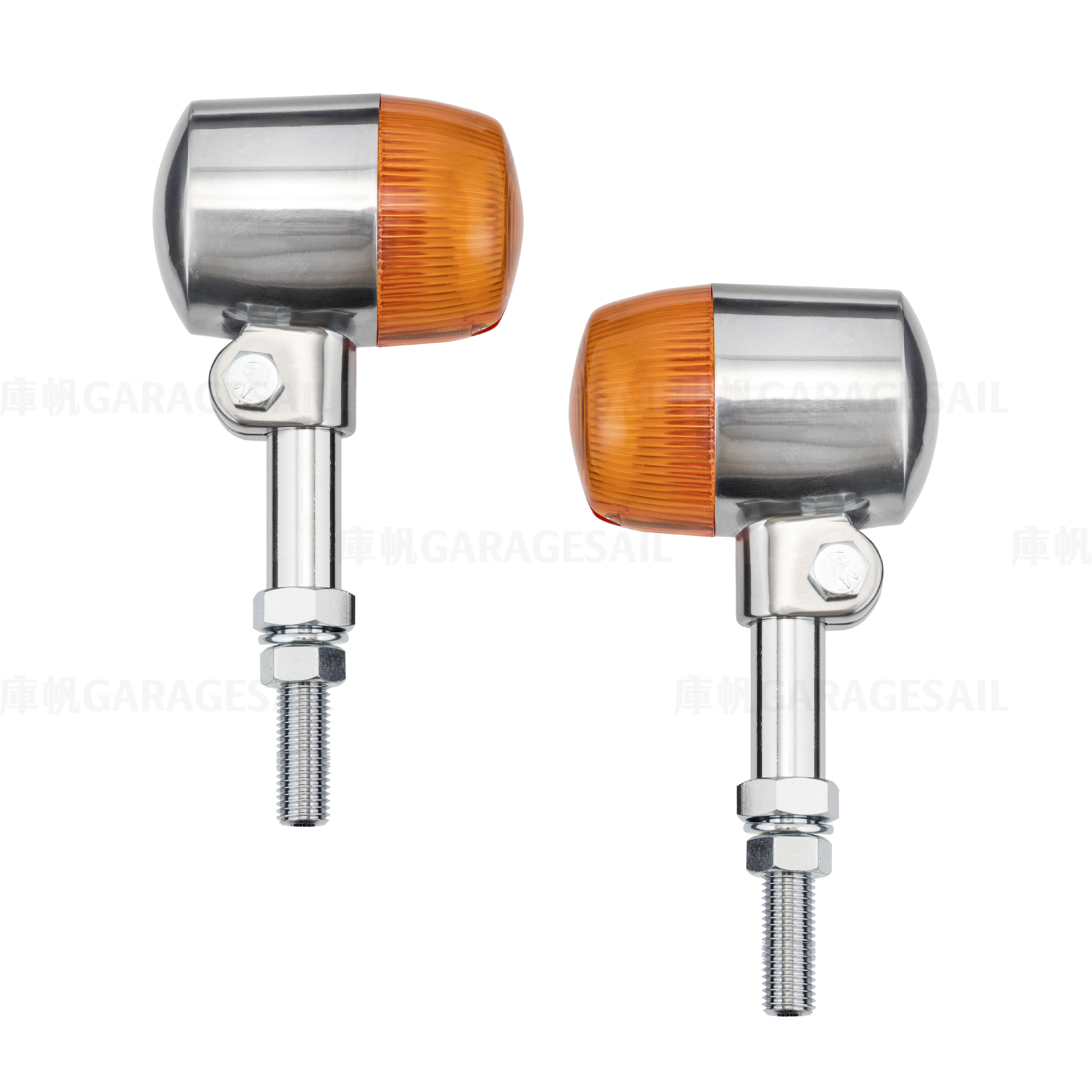 方向燈 大膠囊 - 銀 長桿