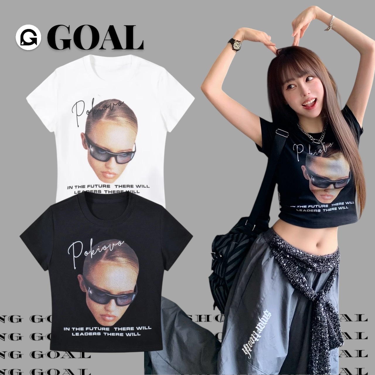 (GOAL) 美式復古人像短版上衣 嘻哈 女生上衣 R9031