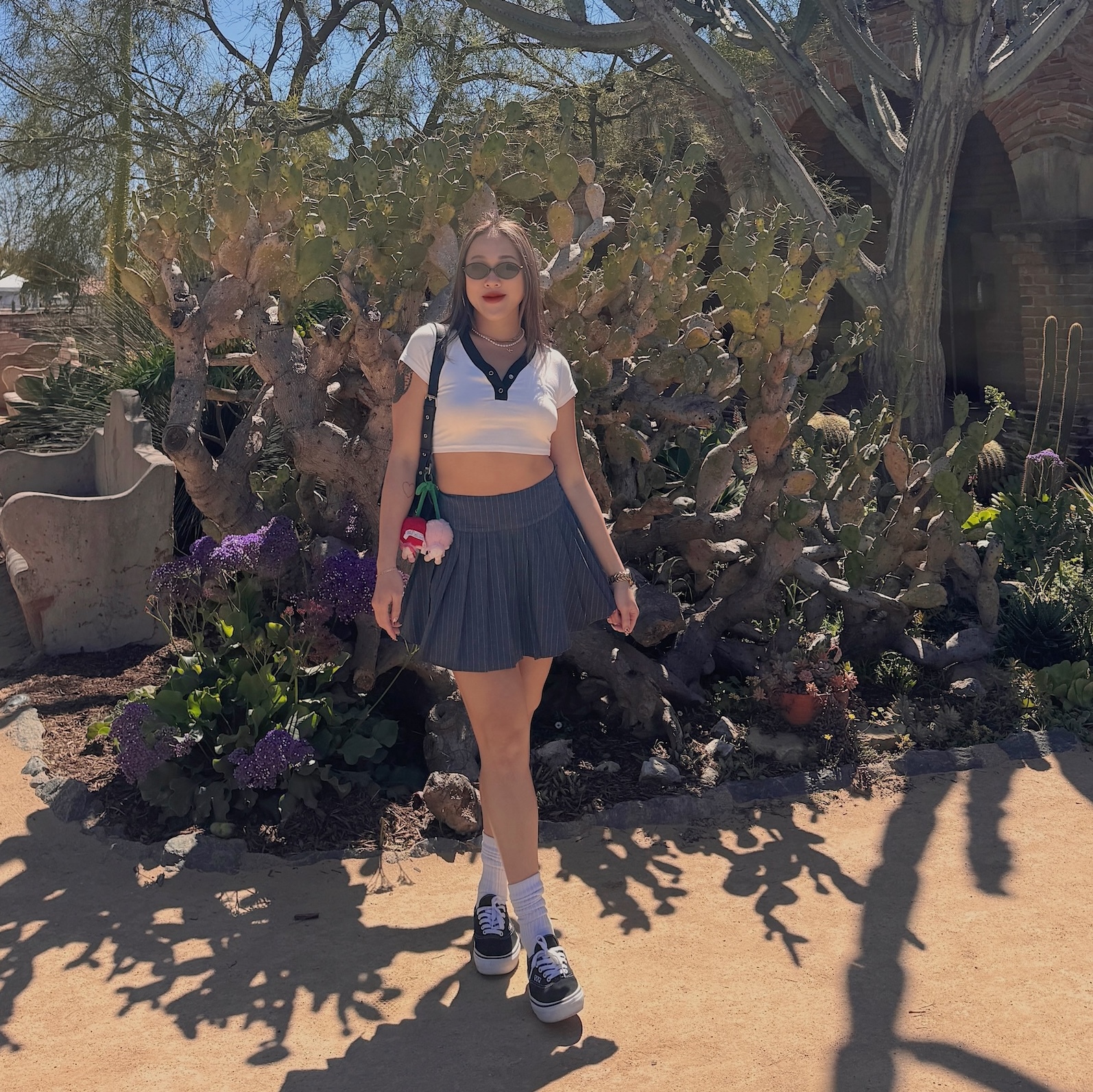 美式復古條紋西裝百褶裙