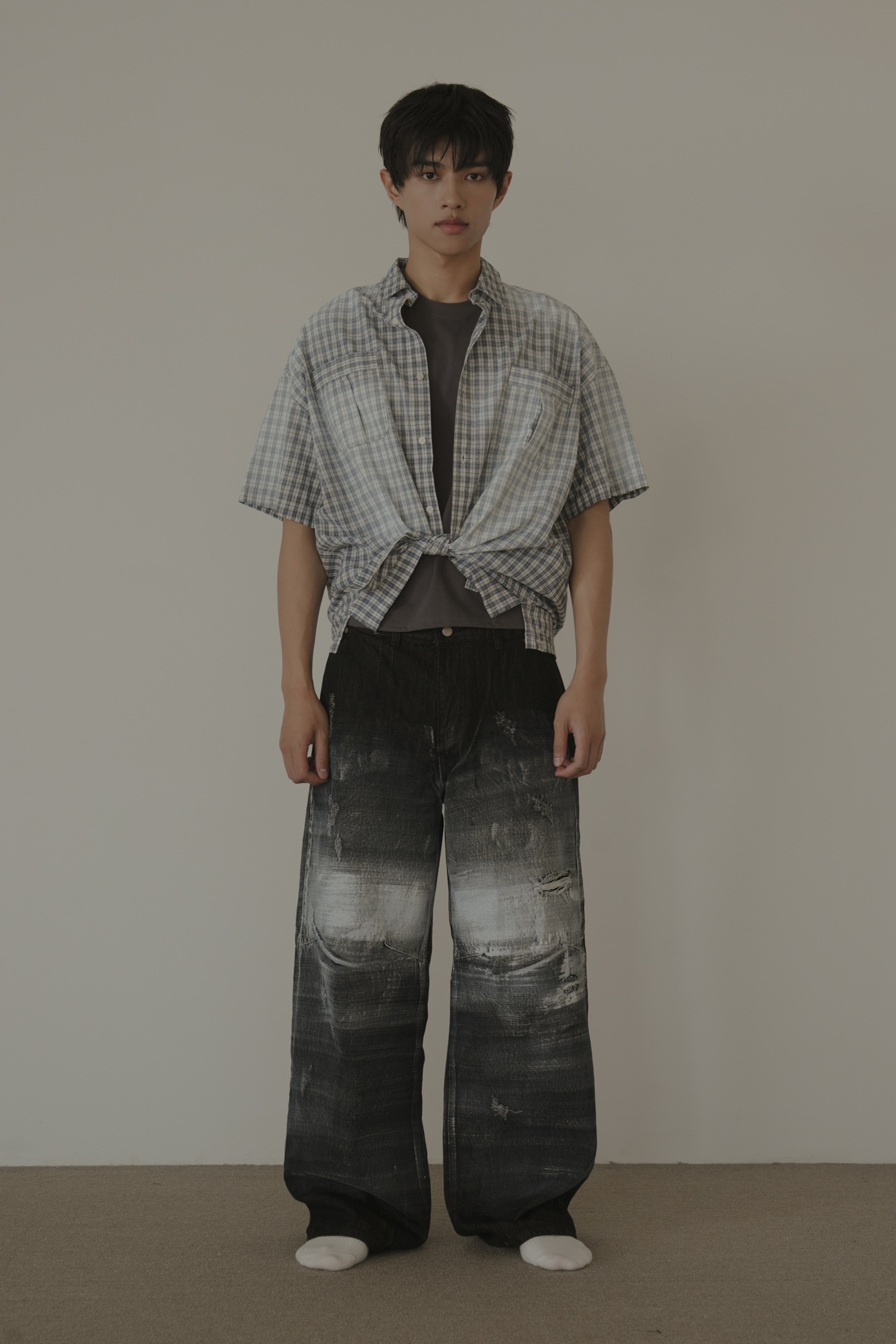 Check Spray Short Sleeve Shirt #短襯衫