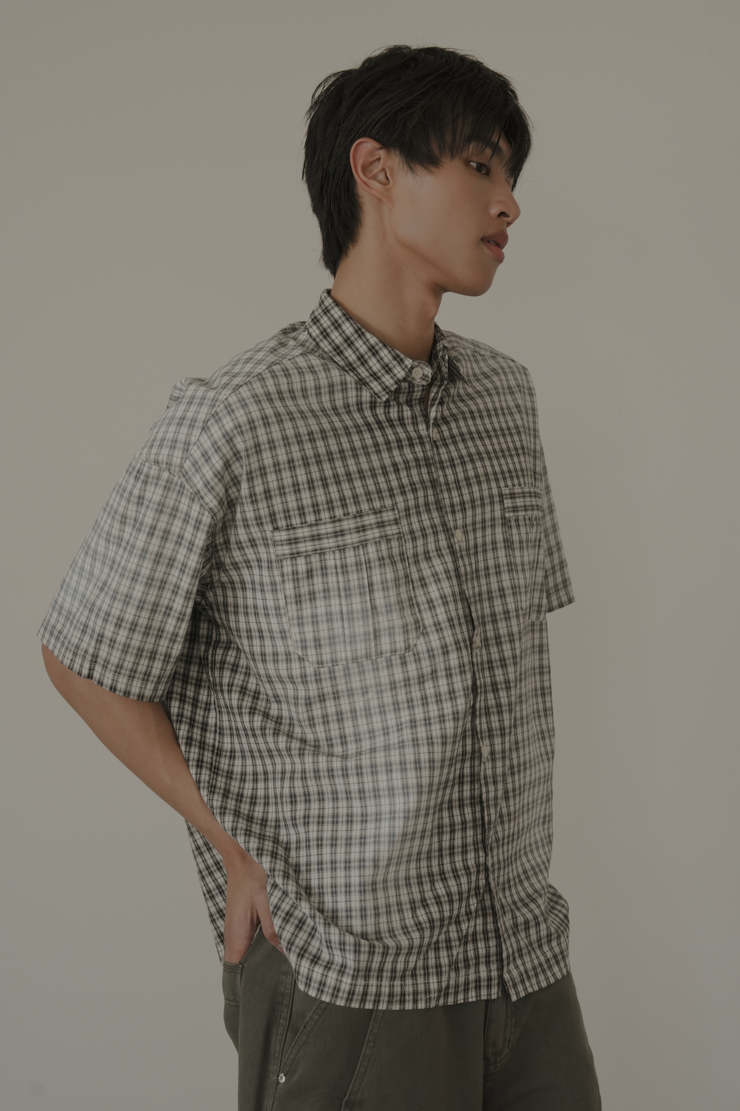Check Spray Short Sleeve Shirt #短襯衫