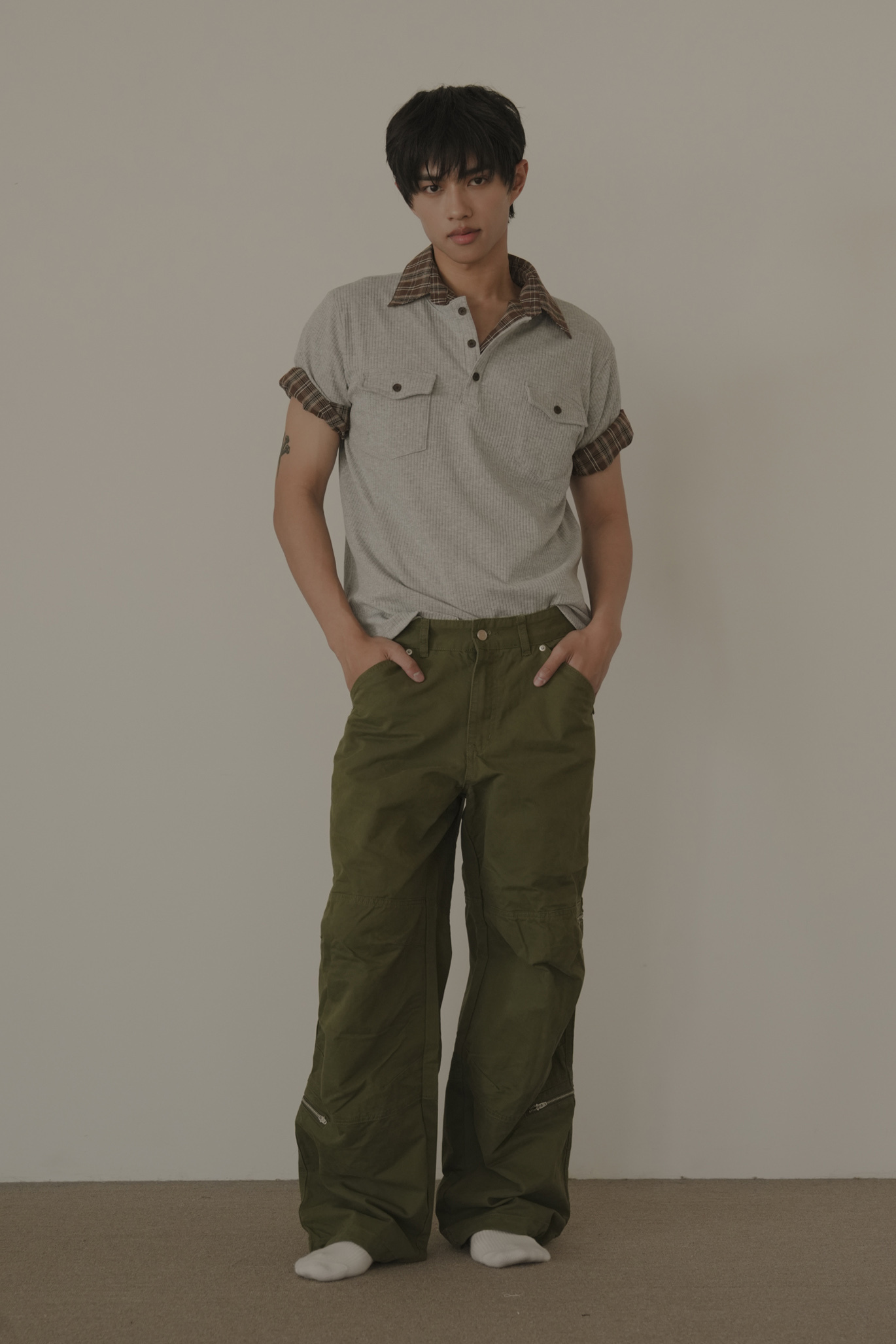 Core Pocket Henley Neck Short Sleeves #短T